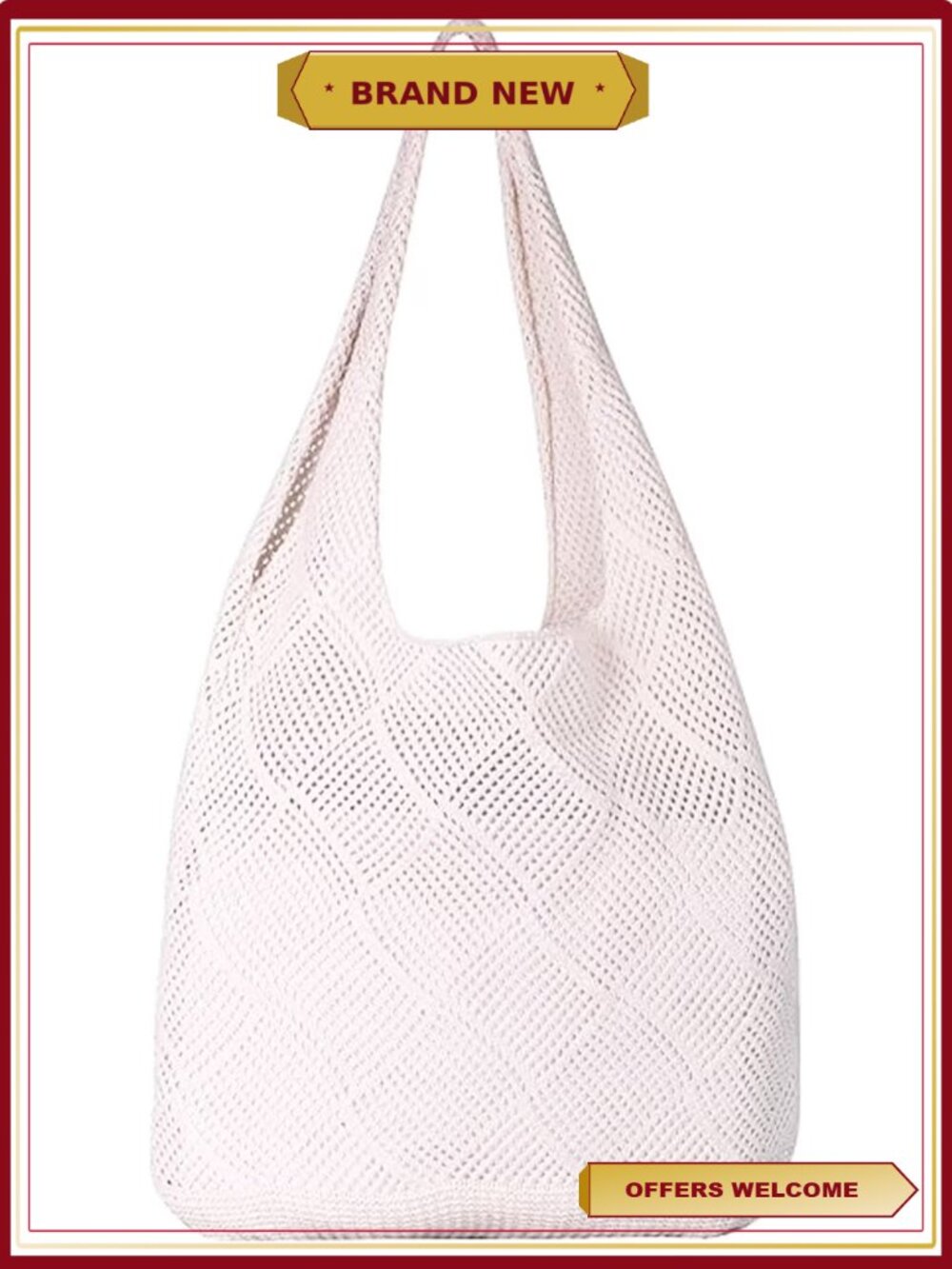Crochet Knitted Tote Bag Women Mesh Beach Shoulder Hobo Y2K Purse